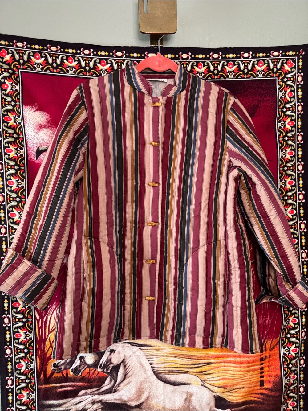 vintage Sun’n’Sand striped pink quilted jacket